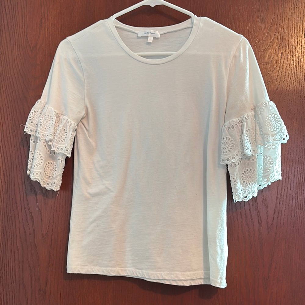 Lace Sleeve White Top